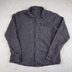 Outdoor Research Shirt Mens M Purple Check Ironhorse Long Sleeve Hemp READ**
